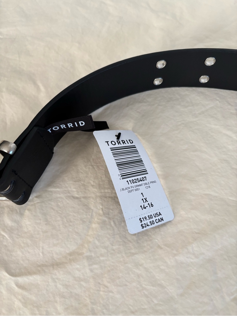 torrid Black Faux Leather Belt with Silver-tone Grommets - Picture 3 of 3